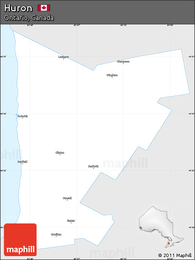 Silver Style Simple Map of Huron, single color outside