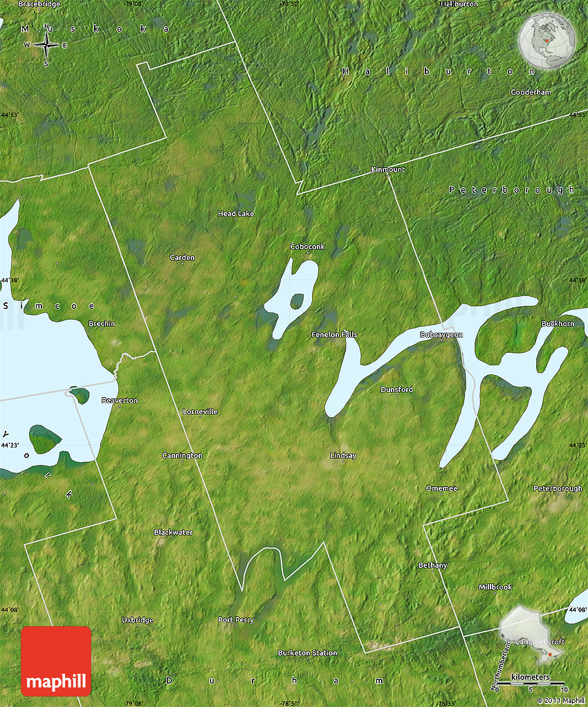 Satellite Map of Kawartha Lakes