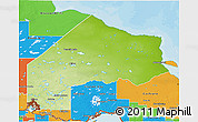 Physical 3D Map of Kenora, political outside