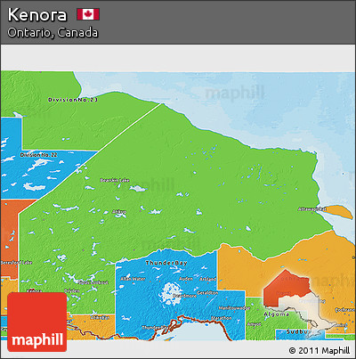 Political 3D Map of Kenora