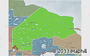 Political 3D Map of Kenora, semi-desaturated