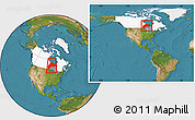 Satellite Location Map of Kenora, highlighted country, highlighted parent region, within the entire country