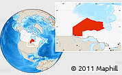 Shaded Relief Location Map of Kenora, highlighted country