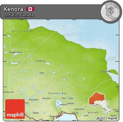 Physical Map of Kenora