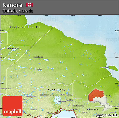 Physical Map of Kenora