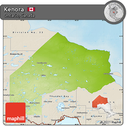 Physical Map of Kenora, shaded relief outside