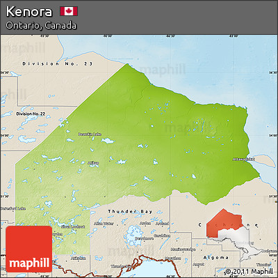 Physical Map of Kenora, shaded relief outside
