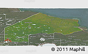 Satellite Panoramic Map of Kenora, semi-desaturated