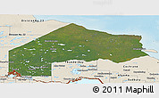 Satellite Panoramic Map of Kenora, shaded relief outside