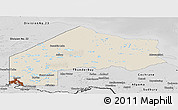 Shaded Relief Panoramic Map of Kenora, desaturated
