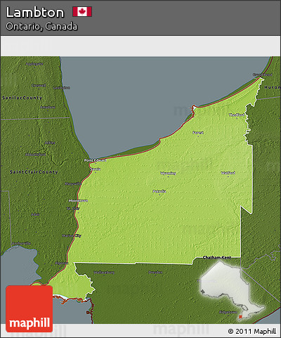 Physical 3D Map of Lambton, darken