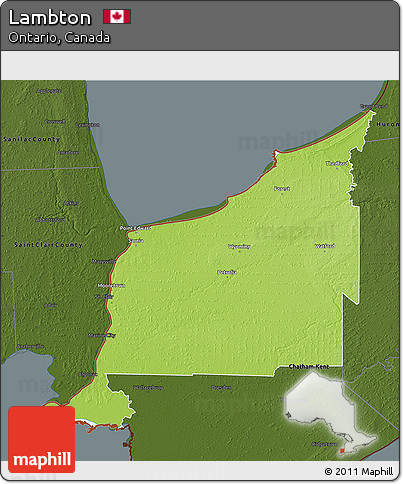 Physical 3D Map of Lambton, darken