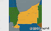 Political 3D Map of Lambton, darken