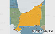 Political 3D Map of Lambton, semi-desaturated