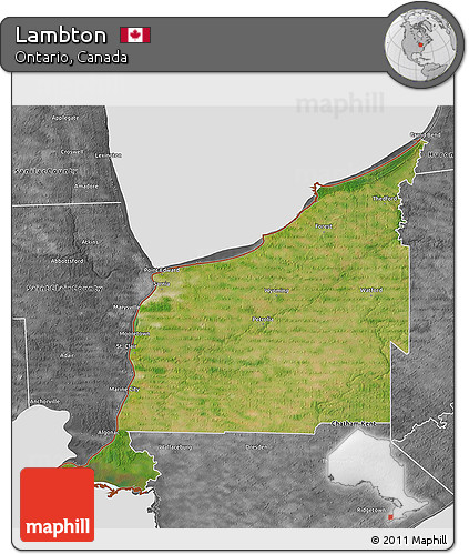 Satellite 3D Map of Lambton, desaturated