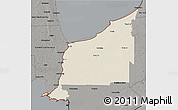 Shaded Relief 3D Map of Lambton, darken, semi-desaturated