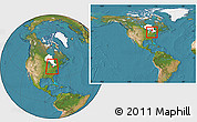 Satellite Location Map of Lambton, highlighted parent region, within the entire country