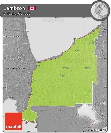Physical Map of Lambton, desaturated