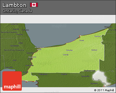 Physical Panoramic Map of Lambton, darken