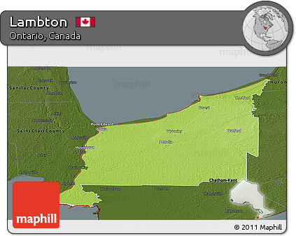 Physical Panoramic Map of Lambton, darken
