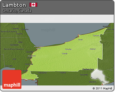Physical Panoramic Map of Lambton, darken