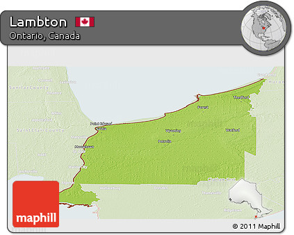Physical Panoramic Map of Lambton, lighten