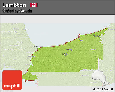 Physical Panoramic Map of Lambton, lighten