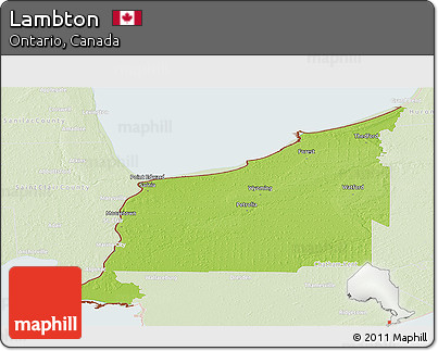 Physical Panoramic Map of Lambton, lighten