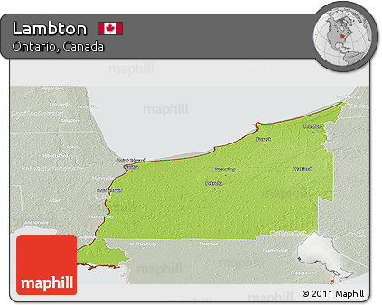 Physical Panoramic Map of Lambton, lighten, semi-desaturated