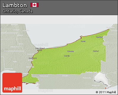 Physical Panoramic Map of Lambton, lighten, semi-desaturated