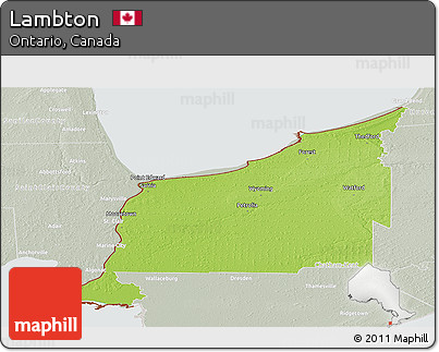 Physical Panoramic Map of Lambton, lighten, semi-desaturated