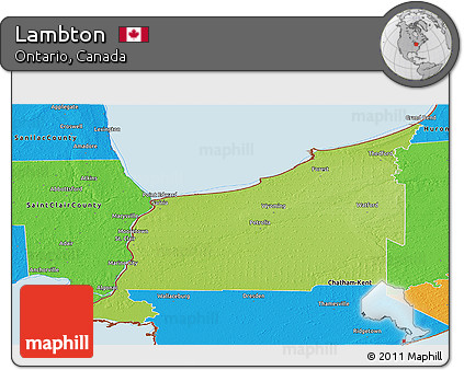 Physical Panoramic Map of Lambton, political outside