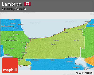 Physical Panoramic Map of Lambton, political outside