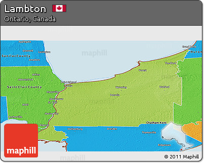 Physical Panoramic Map of Lambton, political outside