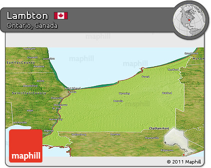Physical Panoramic Map of Lambton, satellite outside