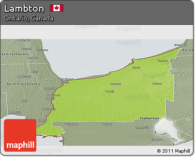 Physical Panoramic Map of Lambton, semi-desaturated