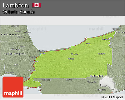 Physical Panoramic Map of Lambton, semi-desaturated