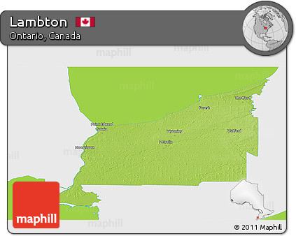 Physical Panoramic Map of Lambton, single color outside
