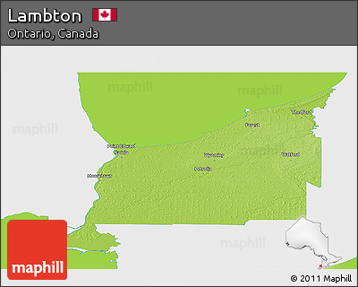 Physical Panoramic Map of Lambton, single color outside