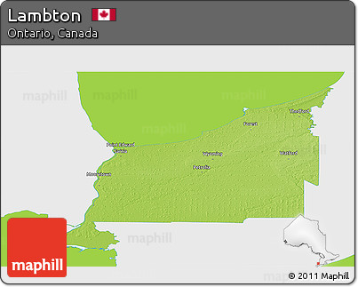 Physical Panoramic Map of Lambton, single color outside