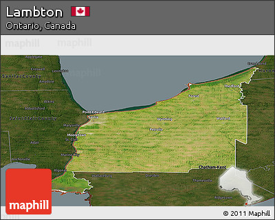 Satellite Panoramic Map of Lambton, darken