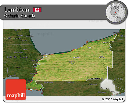 Satellite Panoramic Map of Lambton, darken