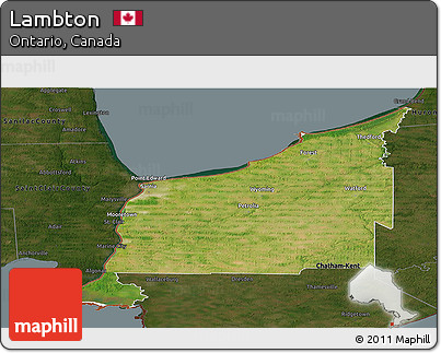 Satellite Panoramic Map of Lambton, darken