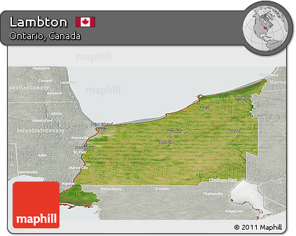 Satellite Panoramic Map of Lambton, lighten, semi-desaturated