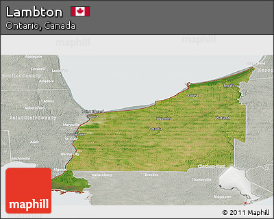 Satellite Panoramic Map of Lambton, lighten, semi-desaturated