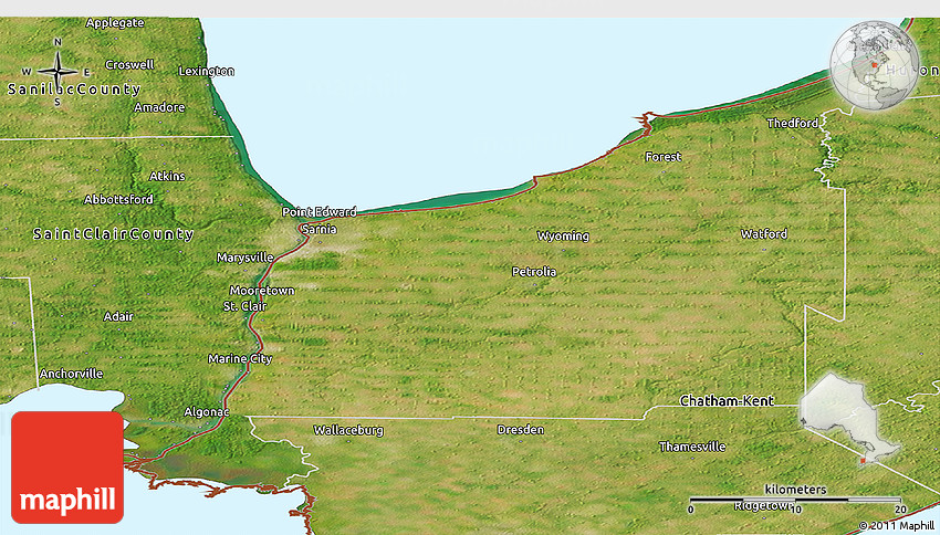 Satellite Panoramic Map Of Lambton 