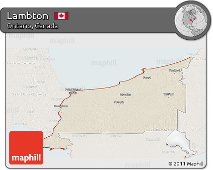 Shaded Relief Panoramic Map of Lambton, lighten