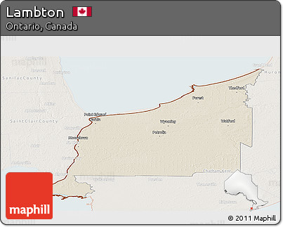 Shaded Relief Panoramic Map of Lambton, lighten