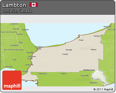 Shaded Relief Panoramic Map of Lambton, physical outside
