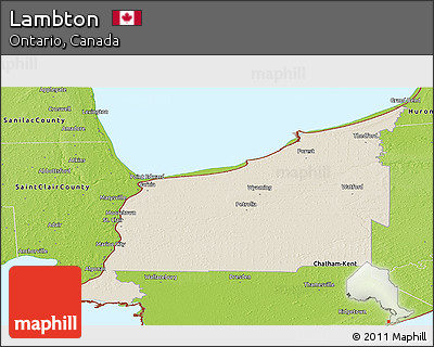 Shaded Relief Panoramic Map of Lambton, physical outside